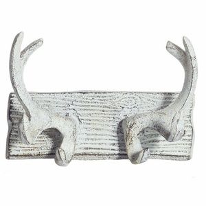 Cast Iron Antler Wall Hook - White Wash